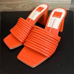 Dolce Vita 'Priana' Strappy 3" Block Heels Faux Leather  Orange Size 7.5